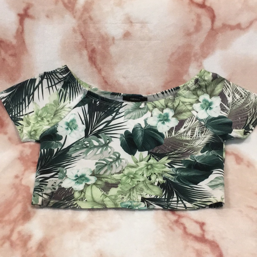 Tropical Jungle Crop Top Forever 21 size Small RS